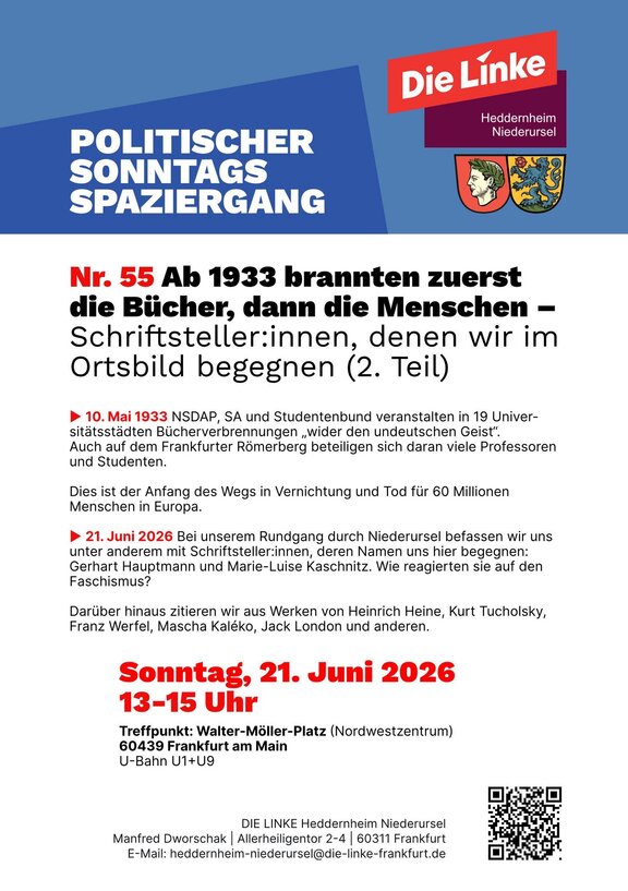 55. Politischer SonntagSpaziergang: Ab 1933 brannten zuerst Bücher, dann Menschen (2)