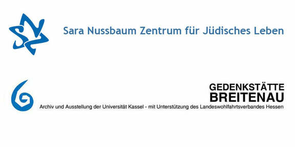 text that says 'Sara Nussbaum Zentrum für Jüdisches Leben GEDENKSTÄTTE BREITENAU Archiv und Ausstellung der Universitat Kassel mit Unterstützung des andeswohlfahrtsverbandes Hessen'